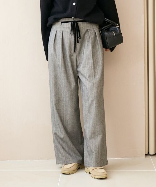 le.coeur blanc / ルクールブラン その他パンツ | ヘリンボーンベロアリボンパンツ | 詳細2