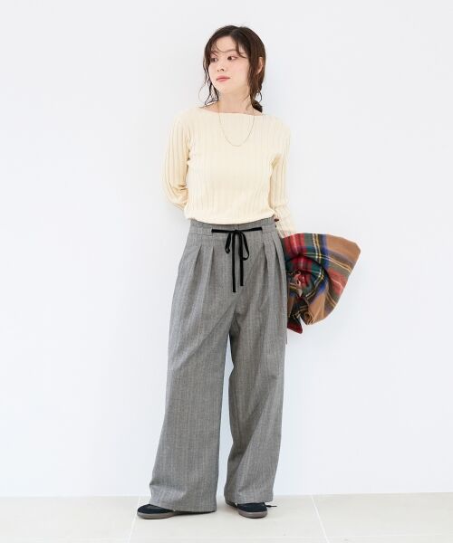 le.coeur blanc / ルクールブラン その他パンツ | ヘリンボーンベロアリボンパンツ | 詳細6