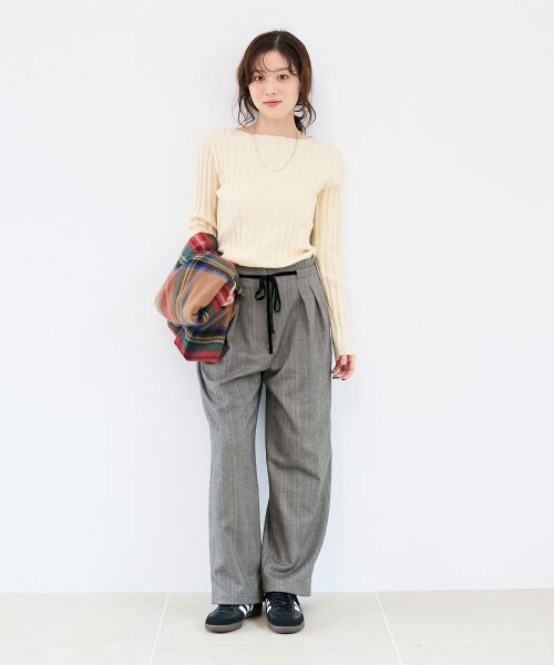 le.coeur blanc / ルクールブラン その他パンツ | ヘリンボーンベロアリボンパンツ | 詳細7