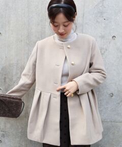 le.coeur blanc / ルクールブラン その他アウター | ウールペプラムノーカラーコート