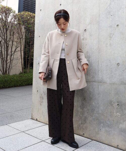 le.coeur blanc / ルクールブラン その他アウター | ウールペプラムノーカラーコート | 詳細11