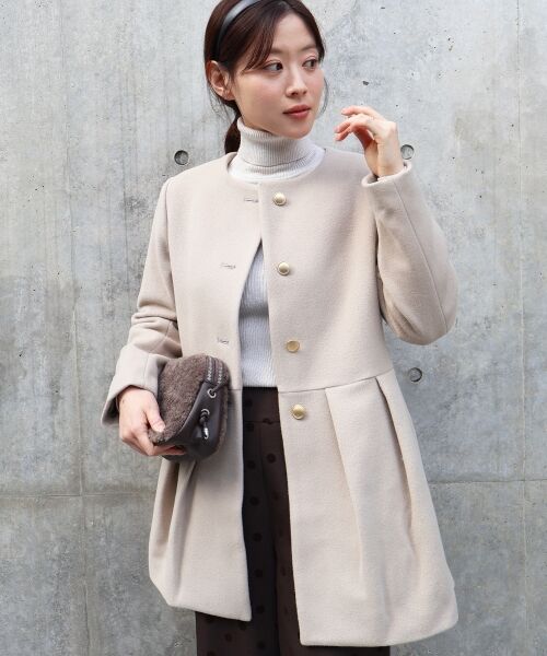le.coeur blanc / ルクールブラン その他アウター | ウールペプラムノーカラーコート | 詳細2
