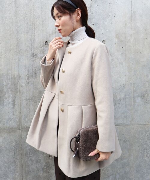 le.coeur blanc / ルクールブラン その他アウター | ウールペプラムノーカラーコート | 詳細3