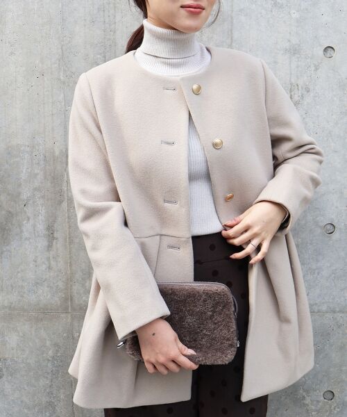 le.coeur blanc / ルクールブラン その他アウター | ウールペプラムノーカラーコート | 詳細5