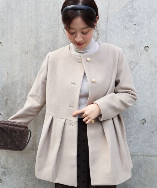 le.coeur blanc / ルクールブラン その他アウター | ウールペプラムノーカラーコート | 詳細6