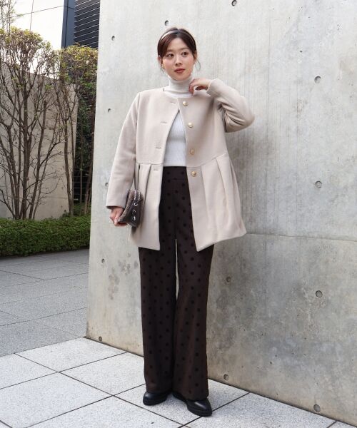 le.coeur blanc / ルクールブラン その他アウター | ウールペプラムノーカラーコート | 詳細7