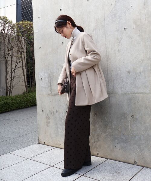 le.coeur blanc / ルクールブラン その他アウター | ウールペプラムノーカラーコート | 詳細8