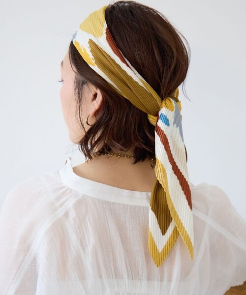 le.coeur blanc / ルクールブラン バンダナ・スカーフ | ペイントブロック柄プリーツ大判スカーフ | 詳細5