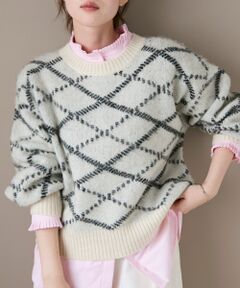 le.coeur blanc / ルクールブラン ニット・セーター | 《WEB限定アイテム》起毛チェックニットプルオーバー