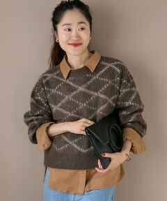 le.coeur blanc / ルクールブラン ニット・セーター | 《WEB限定アイテム》起毛チェックニットプルオーバー