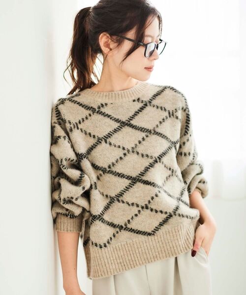 le.coeur blanc / ルクールブラン ニット・セーター | 《WEB限定アイテム》起毛チェックニットプルオーバー | 詳細2