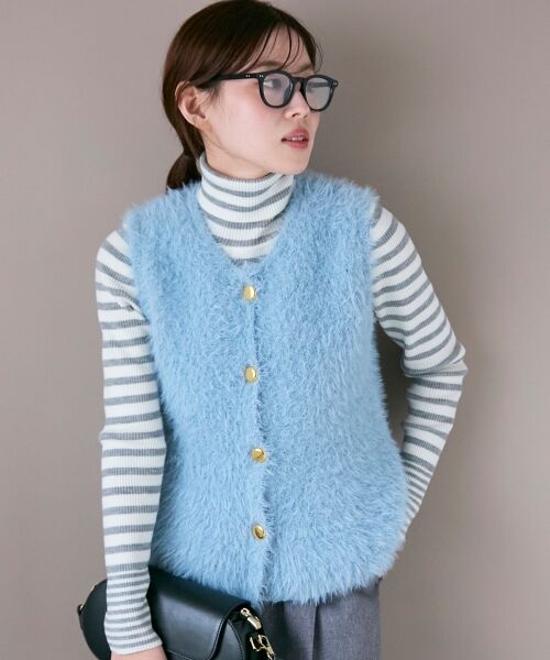 le.coeur blanc / ルクールブラン ベスト | 《WEB限定アイテム》フェザーヤーンラメニットベスト | 詳細15