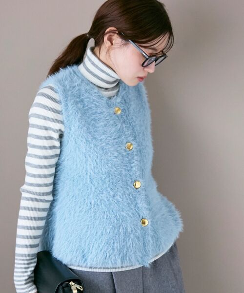 le.coeur blanc / ルクールブラン ベスト | 《WEB限定アイテム》フェザーヤーンラメニットベスト | 詳細18