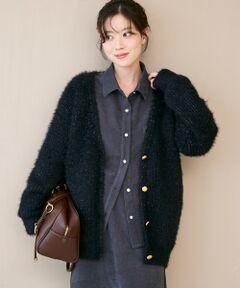 le.coeur blanc / ルクールブラン カーディガン・ボレロ | 《WEB限定アイテム》フェザーヤーンラメニットカーディガン