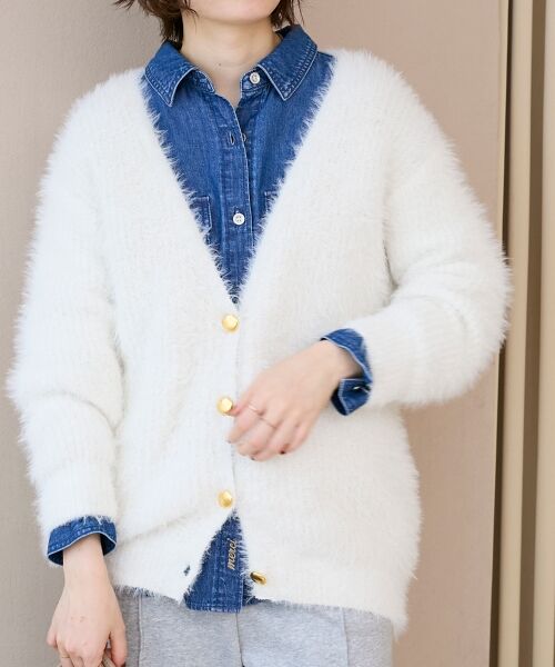 le.coeur blanc / ルクールブラン カーディガン・ボレロ | 《WEB限定アイテム》フェザーヤーンラメニットカーディガン | 詳細8