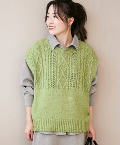 le.coeur blanc / ルクールブラン ベスト | 《WEB限定アイテム》ケーブル柄ニットベスト