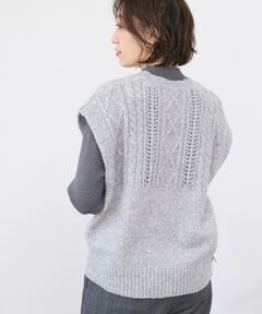 le.coeur blanc / ルクールブラン ベスト | 《WEB限定アイテム》ケーブル柄ニットベスト