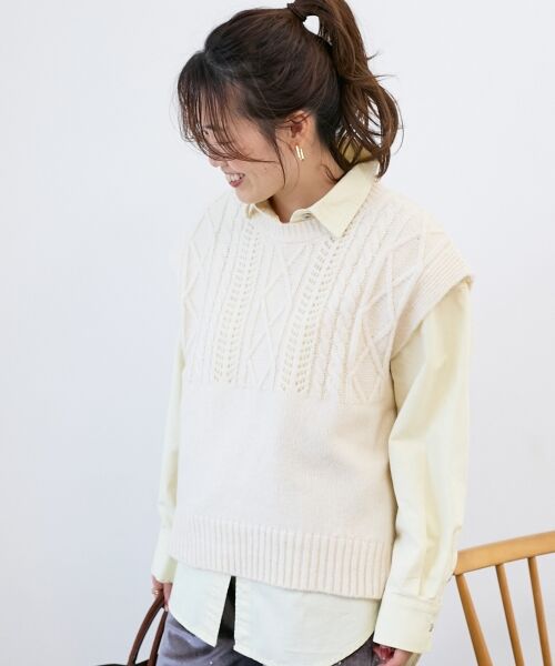 le.coeur blanc / ルクールブラン ベスト | 《WEB限定アイテム》ケーブル柄ニットベスト | 詳細17