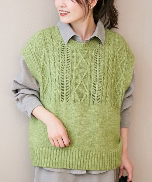 le.coeur blanc / ルクールブラン ベスト | 《WEB限定アイテム》ケーブル柄ニットベスト | 詳細27