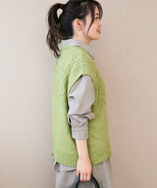 le.coeur blanc / ルクールブラン ベスト | 《WEB限定アイテム》ケーブル柄ニットベスト | 詳細28