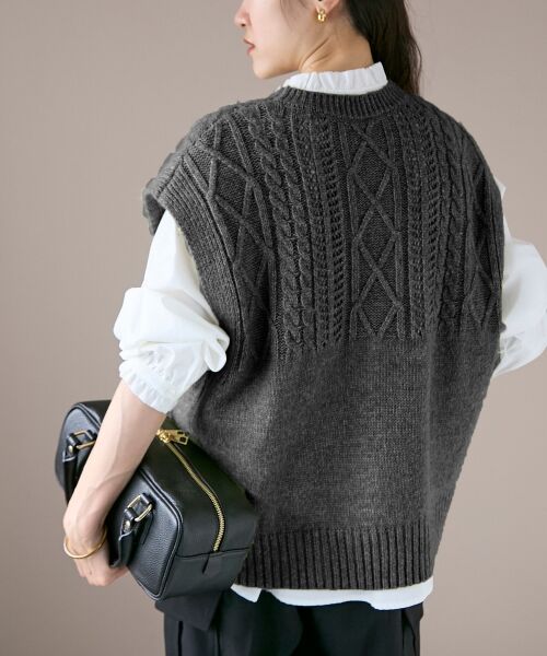le.coeur blanc / ルクールブラン ベスト | 《WEB限定アイテム》ケーブル柄ニットベスト | 詳細3