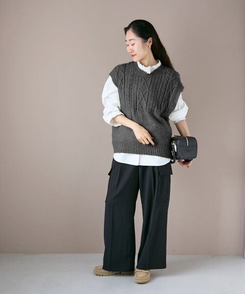 le.coeur blanc / ルクールブラン ベスト | 《WEB限定アイテム》ケーブル柄ニットベスト | 詳細4