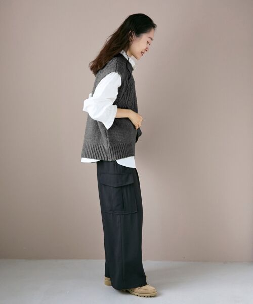 le.coeur blanc / ルクールブラン ベスト | 《WEB限定アイテム》ケーブル柄ニットベスト | 詳細5