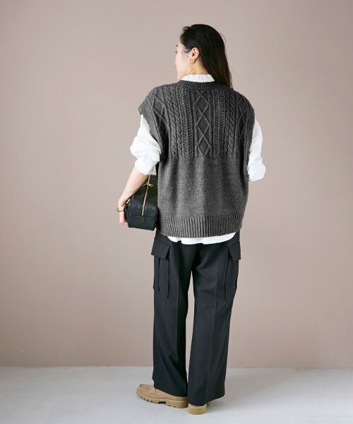 le.coeur blanc / ルクールブラン ベスト | 《WEB限定アイテム》ケーブル柄ニットベスト | 詳細6