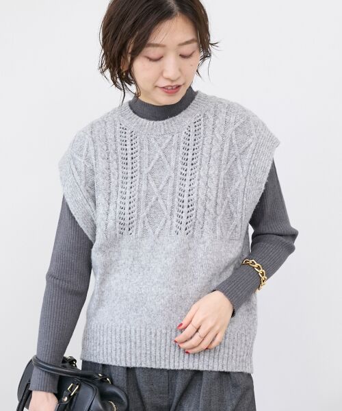 le.coeur blanc / ルクールブラン ベスト | 《WEB限定アイテム》ケーブル柄ニットベスト | 詳細8