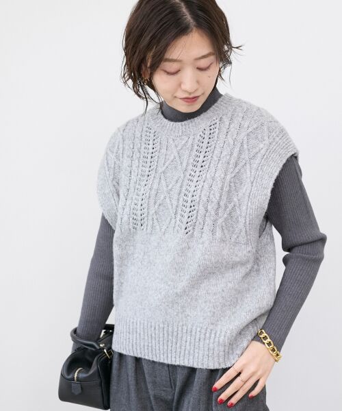 le.coeur blanc / ルクールブラン ベスト | 《WEB限定アイテム》ケーブル柄ニットベスト | 詳細9