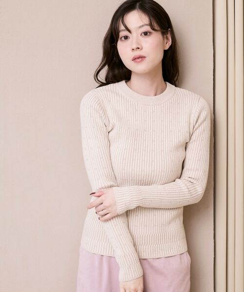 le.coeur blanc / ルクールブラン ニット・セーター | 《WEB限定アイテム》アイレットクルーリブニット | 詳細2