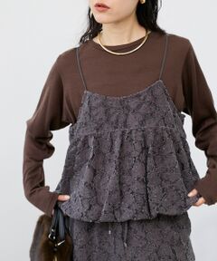 le.coeur blanc / ルクールブラン キャミソール・チューブトップ | 《WEB限定アイテム》起毛レースバルーンキャミ