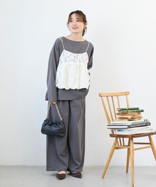 le.coeur blanc / ルクールブラン キャミソール・チューブトップ | 《WEB限定アイテム》起毛レースバルーンキャミ | 詳細2