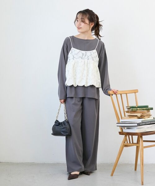 le.coeur blanc / ルクールブラン キャミソール・チューブトップ | 《WEB限定アイテム》起毛レースバルーンキャミ | 詳細3