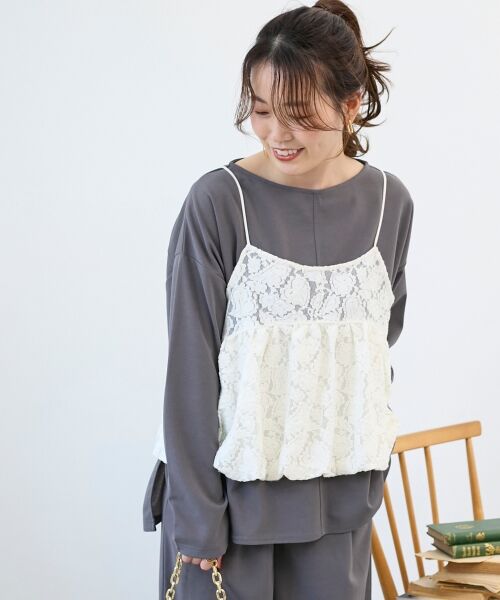 le.coeur blanc / ルクールブラン キャミソール・チューブトップ | 《WEB限定アイテム》起毛レースバルーンキャミ | 詳細7
