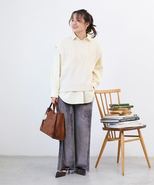 le.coeur blanc / ルクールブラン その他パンツ | 《WEB限定アイテム》グリッタードットベロアイージーパンツ | 詳細2