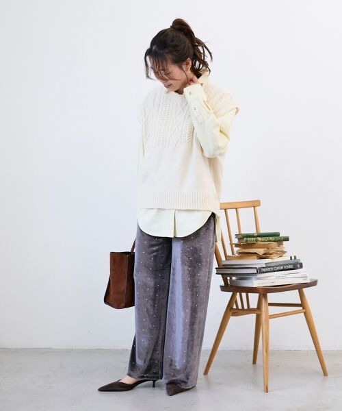 le.coeur blanc / ルクールブラン その他パンツ | 《WEB限定アイテム》グリッタードットベロアイージーパンツ | 詳細3