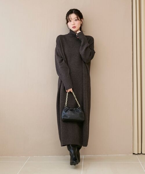 le.coeur blanc / ルクールブラン ロング・マキシ丈ワンピース | ネックが選べるニットワンピース | 詳細2