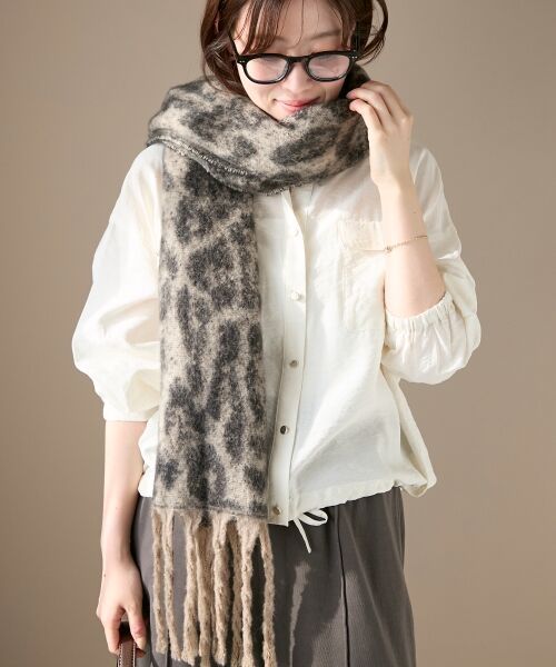 le.coeur blanc / ルクールブラン マフラー・ショール・スヌード・ストール | 《WEB限定アイテム》レオパードシャギーマフラー | 詳細5