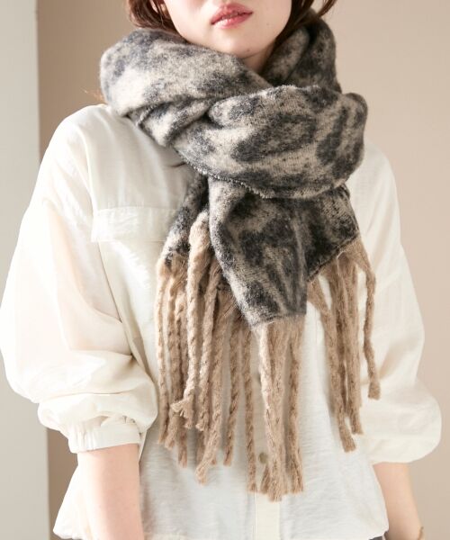 le.coeur blanc / ルクールブラン マフラー・ショール・スヌード・ストール | 《WEB限定アイテム》レオパードシャギーマフラー | 詳細8