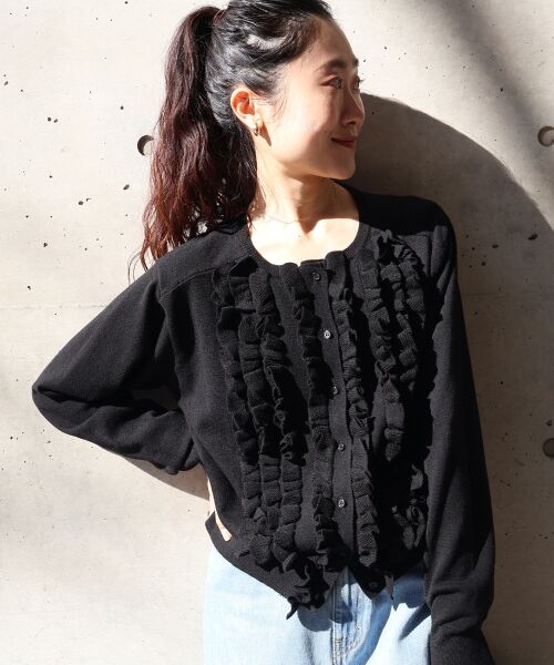 le.coeur blanc / ルクールブラン カーディガン・ボレロ | フロントフリルニットカーデ | 詳細13