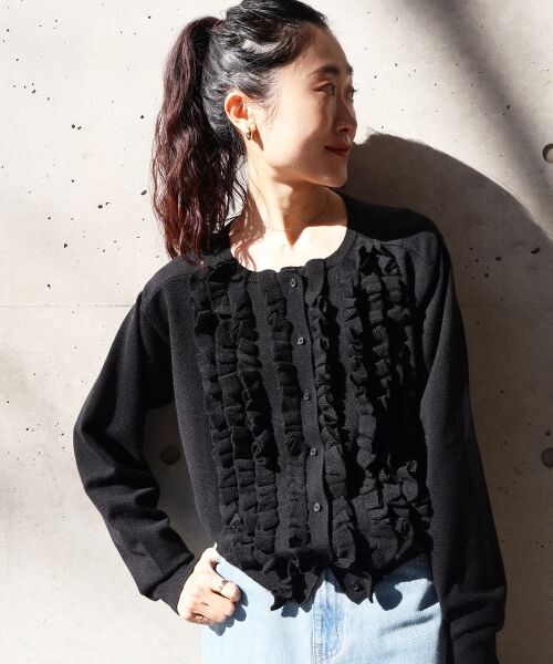 le.coeur blanc / ルクールブラン カーディガン・ボレロ | フロントフリルニットカーデ | 詳細14