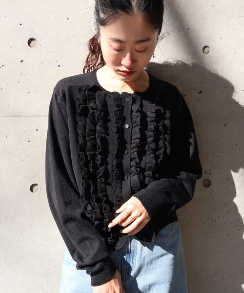 le.coeur blanc / ルクールブラン カーディガン・ボレロ | フロントフリルニットカーデ | 詳細16