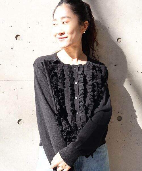 le.coeur blanc / ルクールブラン カーディガン・ボレロ | フロントフリルニットカーデ | 詳細19