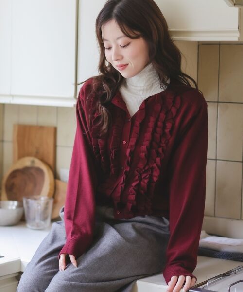 le.coeur blanc / ルクールブラン カーディガン・ボレロ | フロントフリルニットカーデ | 詳細2