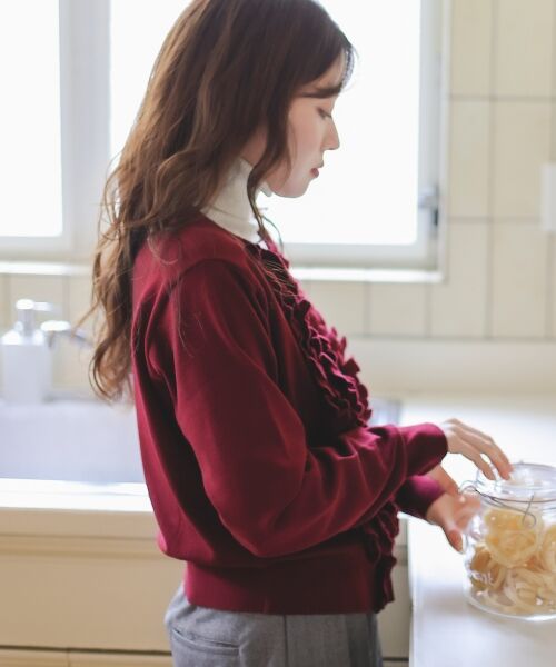 le.coeur blanc / ルクールブラン カーディガン・ボレロ | フロントフリルニットカーデ | 詳細4