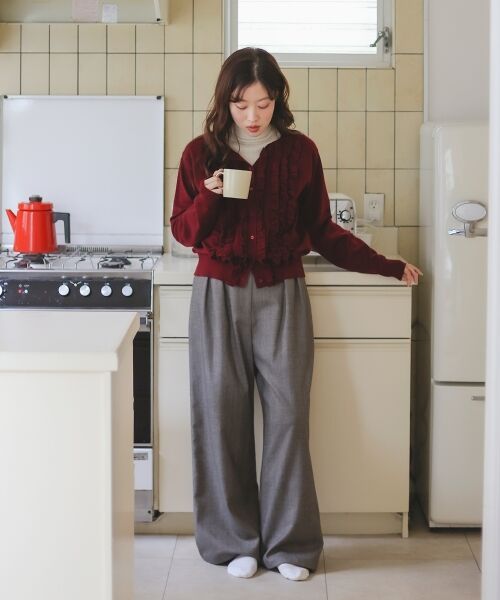 le.coeur blanc / ルクールブラン カーディガン・ボレロ | フロントフリルニットカーデ | 詳細6