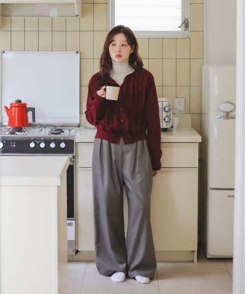 le.coeur blanc / ルクールブラン カーディガン・ボレロ | フロントフリルニットカーデ | 詳細7