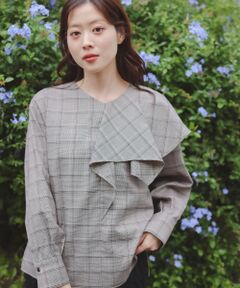 le.coeur blanc / ルクールブラン シャツ・ブラウス | アシメフリルケープチェックブラウス