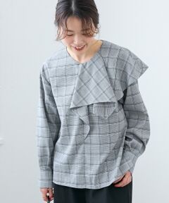 le.coeur blanc / ルクールブラン シャツ・ブラウス | アシメフリルケープチェックブラウス
